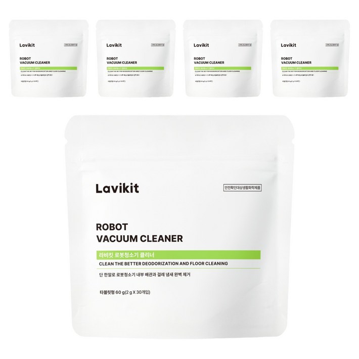 라비킷 로봇청소기 클리너 세정제 타블렛형, 60g, 5개