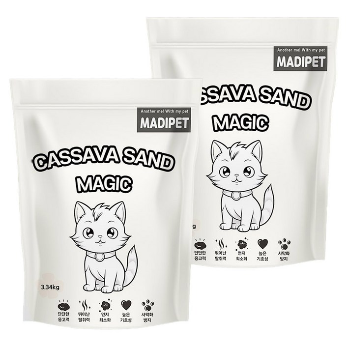 메디펫 고양이 카사바 모래, 10L, 3.34kg, 2개, 무향 메디펫 고양이 카사바 모래, 10L, 3.34kg, 2개, 무향