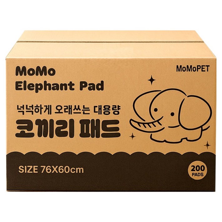MOMOPET 강아지 코끼리 배변패드 레몬향, 1개, 200개입