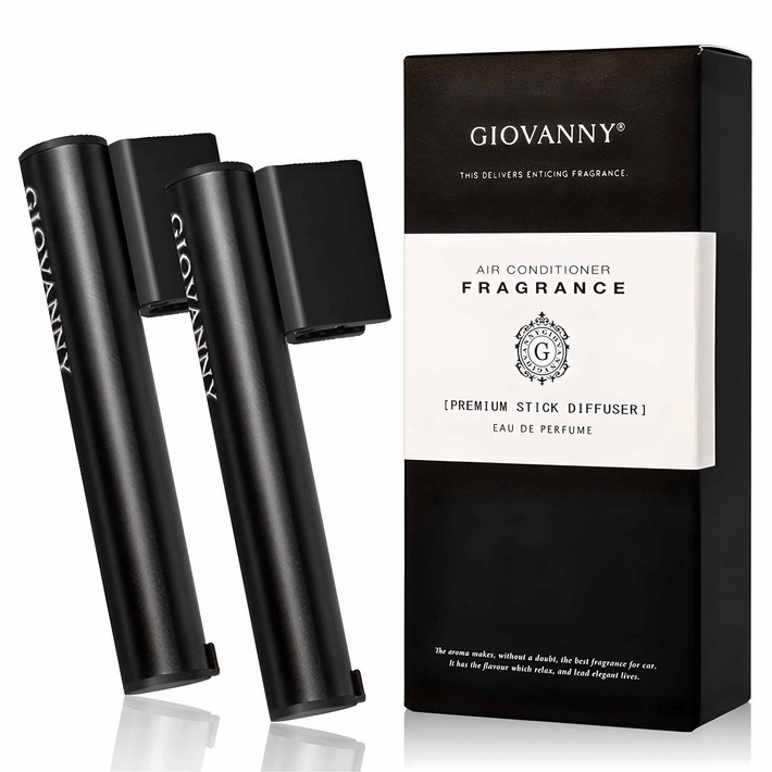 GIOVANNY 파워스틱 차량용 디퓨저 케이스 매트블랙 2p 리필 4p 1세트, 매트블랙화이트머스크, 1세트