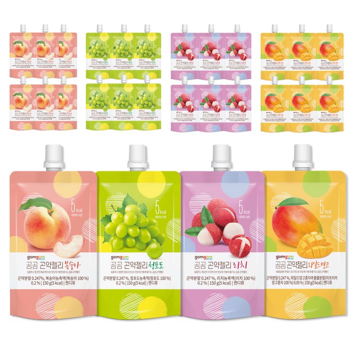 곰곰 곤약젤리 후르츠 패키지 28팩 복숭아 150g x 7p 와일드 망고 150g x 7p 청포도 150g x 7p 리치 150g x 7p, 1세트 곰곰 곤약젤리 후르츠 패키지 28팩 복숭아 150g x 7p 와일드 망고 150g x 7p 청포도 150g x 7p 리치 150g x 7p, 1세트