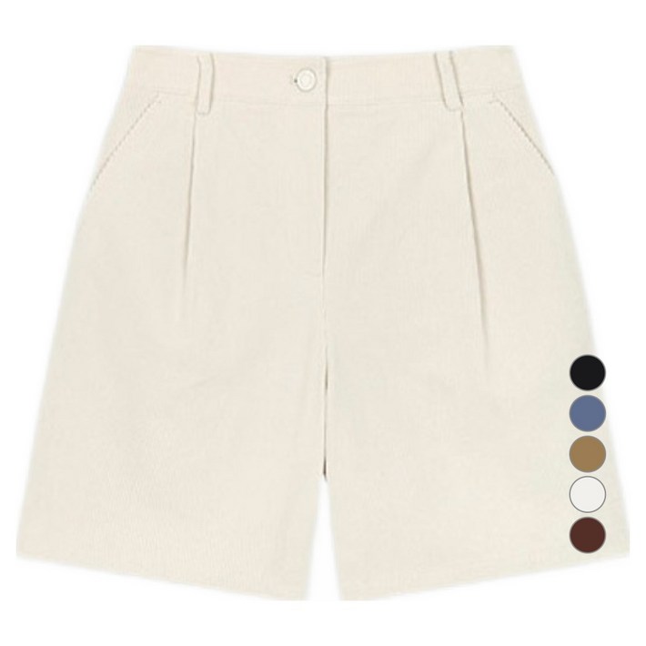 리스트 여성용 코듀로이 원턱 숏 팬츠 TWWSPO82010