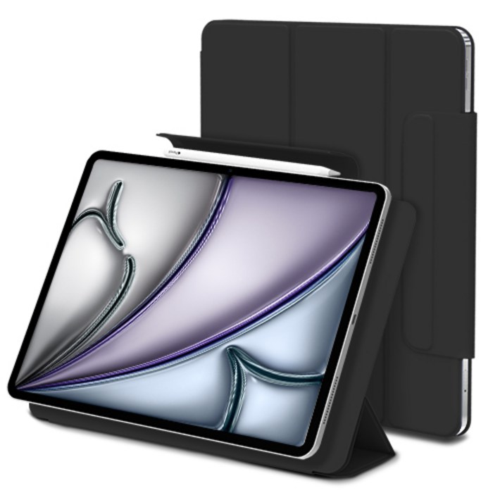 신지모루 마그네틱 폴리오 펜슬 커버 태블릿PC 케이스, 블랙, 1개