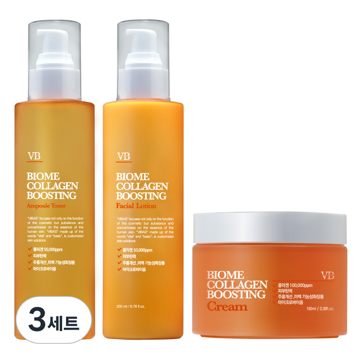 비바스 바이옴 콜라겐부스팅 탄력스킨 200ml  로션 200ml  크림 100ml 세트, 3세트