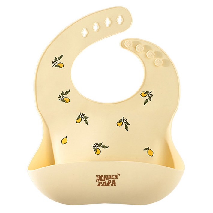 원더파파 아기 실리콘 이유식 턱받이, 바닐라 레몬, 1매, 1개