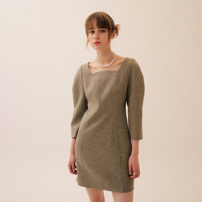 온앤온 여성용 클래식 스퀘어넥 미니 원피스