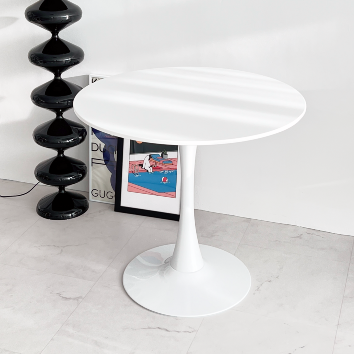 오브민 프리미엄 하이그로시 원형 식탁 테이블, 화이트, 4인용