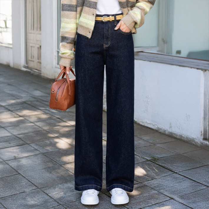 여성용 필리스 생지 세미와이드 데님 팬츠 53DP811