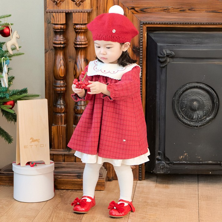 에뜨와 헤니 체크 원피스