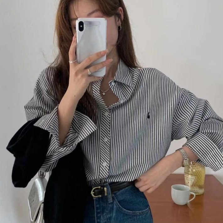 자체제작블랙 래빗 줄무늬 셔츠 자체제작블랙 래빗 줄무늬 셔츠