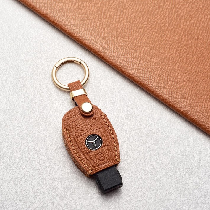벤츠 23버튼 고급 가죽 키 케이스 전 차종 호환 CES클래스 및 AMG 등 포함, 벤츠 Az3 타입3버튼 삽입형, 샌드 브라운
