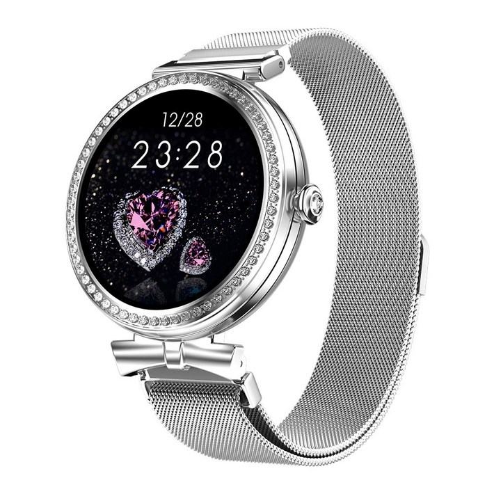 추석특가 39900원와피크 통화가능 1.22인치 여성 스마트워치 Y3 한글판,16mm, 실버베이지가죽 스트랩증정