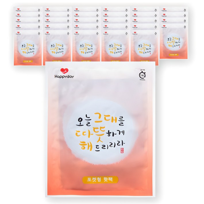 국내생산 해피데이 포켓용 핫팩 100g, 30개