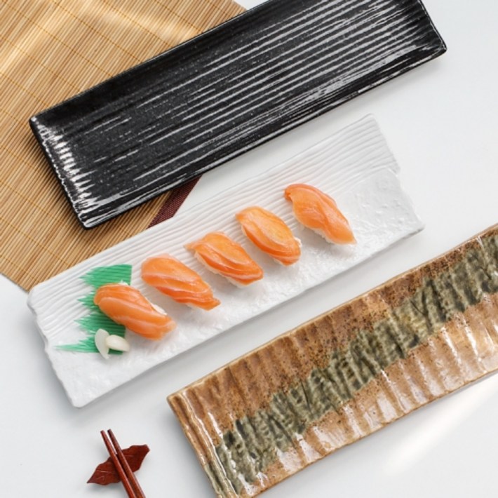 재팬 사각 생선 초밥 일식 접시 2P세트