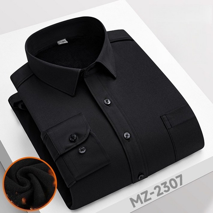 남자셔츠 남자 기모 셔츠 고급 슬림 모던 비즈니스 캐주얼 셔츠 겨울 기모에 도톰한 셔츠