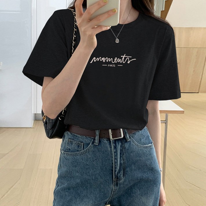 초특가세일 여성 여름 라운드 데일리 면 기본 고급면 반팔 티셔츠