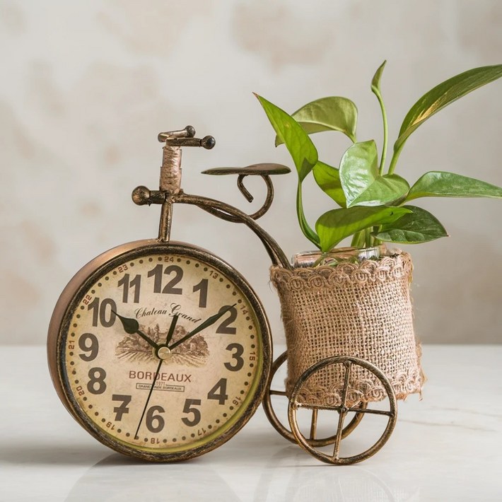 베스티스트 북유럽 무소음 탁상시계 레트로 인테리어 수경재배, 레트로브론즈