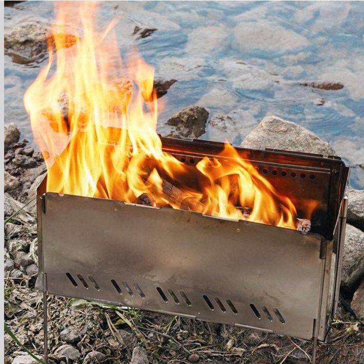 오땡큐 불멍 접이식 경량 캠핑 이중 연소 화로대 바비큐 오븐 그릴 파이어핏 석쇠 BBQ 스텐 휴대용 비어캔 치킨 차콜 침니 스타터, 오땡큐 화로대, 1개