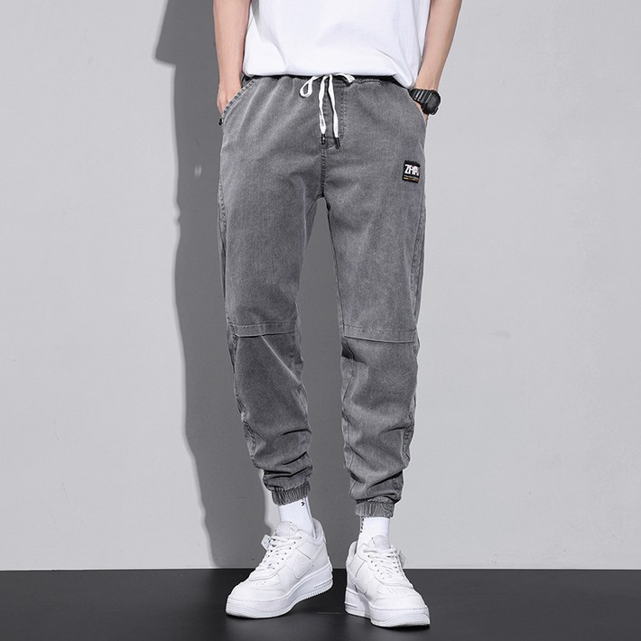 봄 · 여름 남자 캐주얼 바지 2022 년 새 한국 패션 문자 자수 느슨한 탄성 발가락 바위