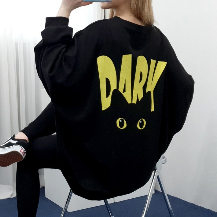 4XL빅사이즈 다크키티 맨투맨 5599까지 빅사이즈 오버사이즈 남여공용 고양이 홈웨어 박스맨투맨