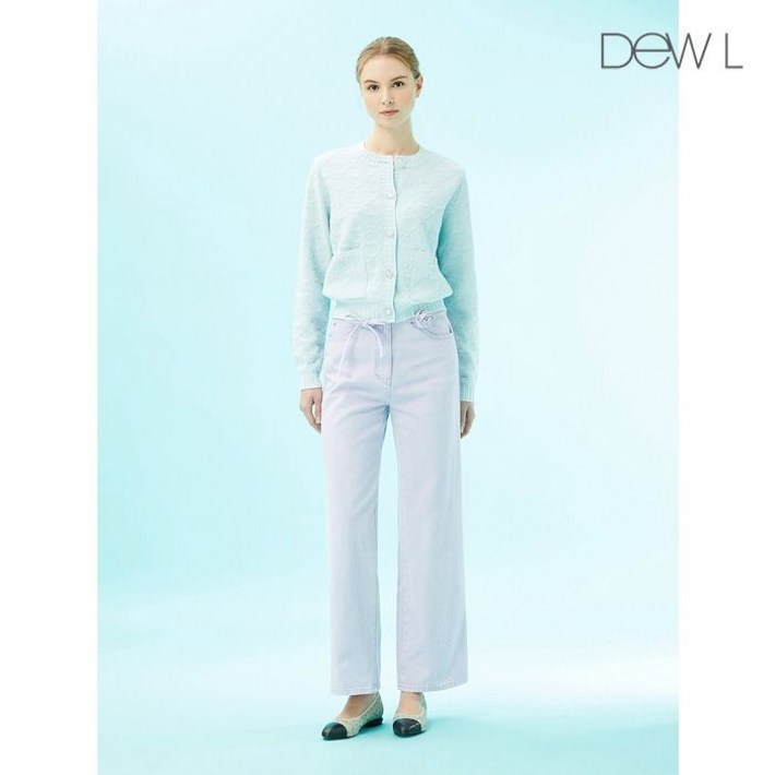 백화점 정품 듀엘 플라워 벨티드 칼라 데님 팬츠 VOD242PSA438