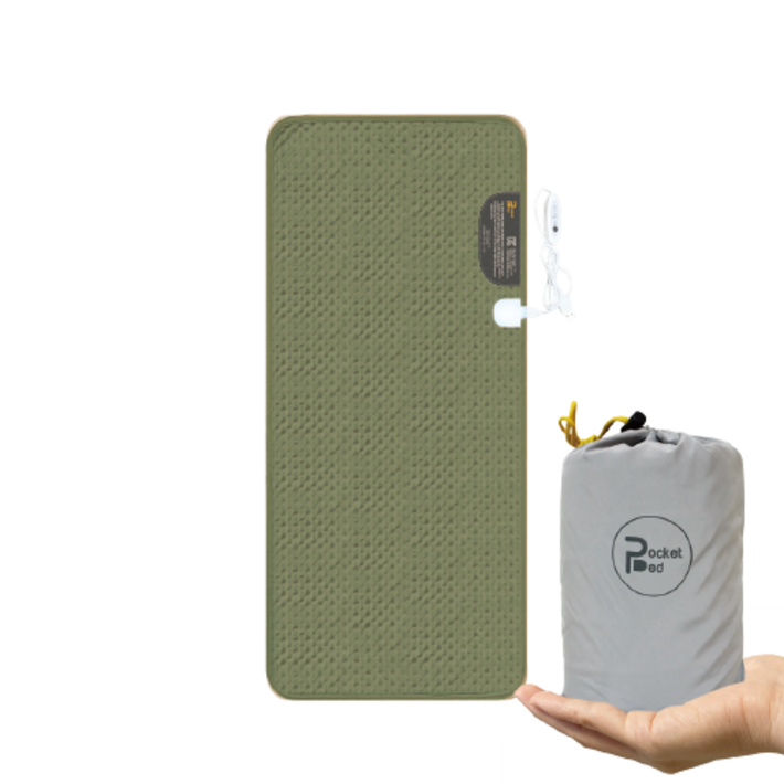 포켓배드 여행용 전기장판매트 DC5V10W  파우치 USB 2구, USB 2구, 40 x 100 cm