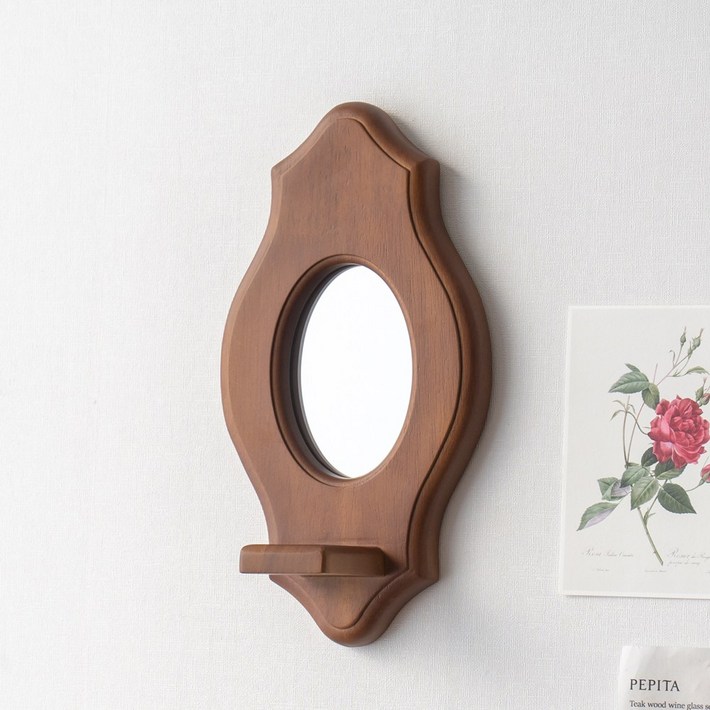 엔틱 우드 벽거울 벽촛대 벽장식 소품 캔들홀더