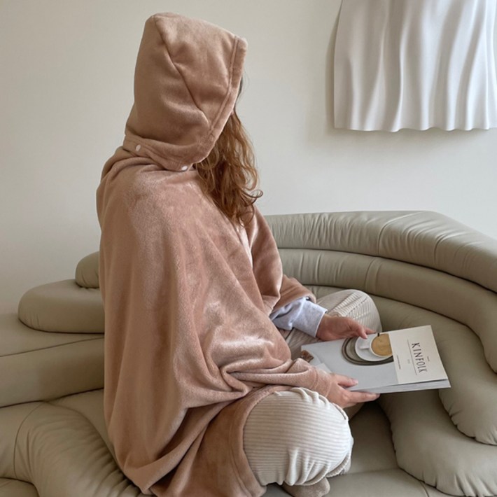 니즈백 망토 무릎 캠핑 후드 담요 숄 블랭킷