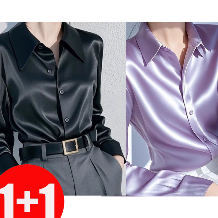 지고다그 11 여성 새틴 실크 블라우스 긴팔 광택 셔츠 우아한 오피스룩  SX68461