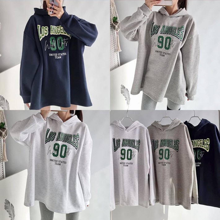 핏몬 빅사이즈 5588 기모 박스 후드 롱 맨투맨 티셔츠 국내생산