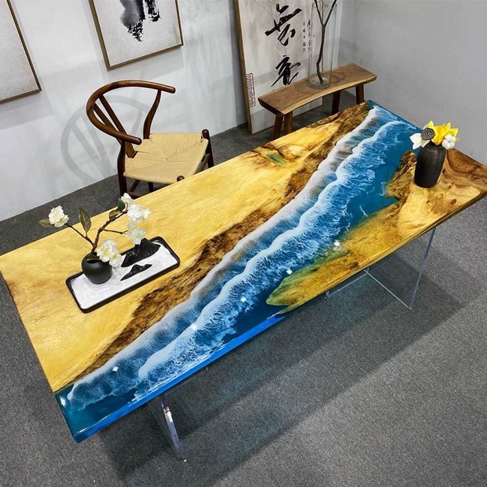 우드 레진 우드슬랩 테이블 에폭시 디자인 아트 레진 북유럽