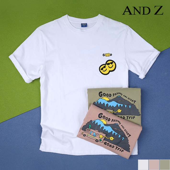 지오지아 앤드지  조구만 콜라보 프린트 오버핏 반팔 티셔츠 BZB2TR1124B