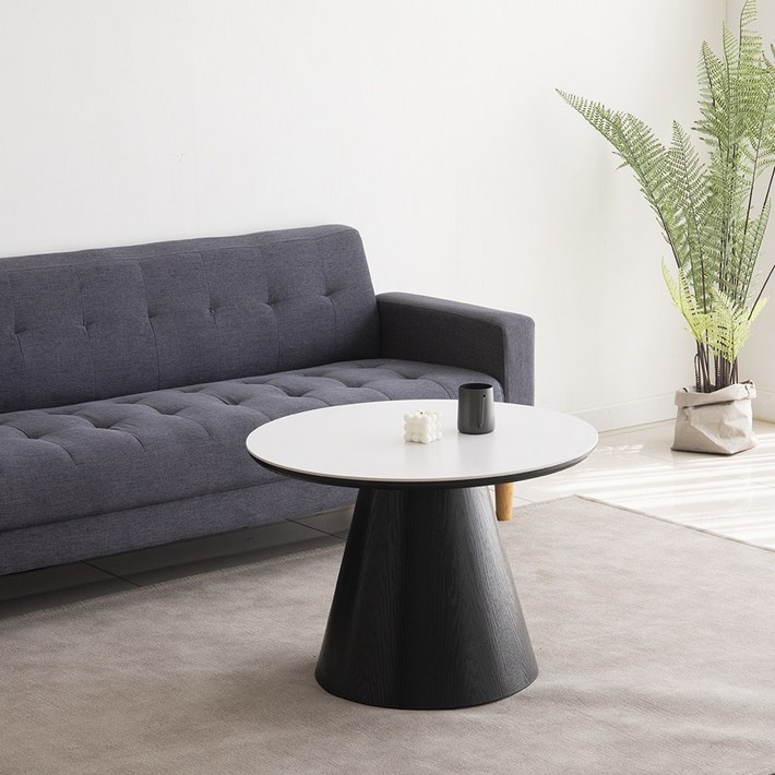 트리몬 쩰리 세라믹 블랙 원형 유압식 압축봉 높이조절 거실 700 리프트업 카페 테이블