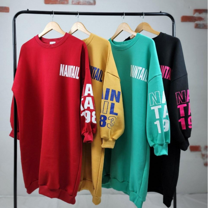 3단 쭈리기모 소매나염 롱 OPS 레드,블랙,민트,머스타드