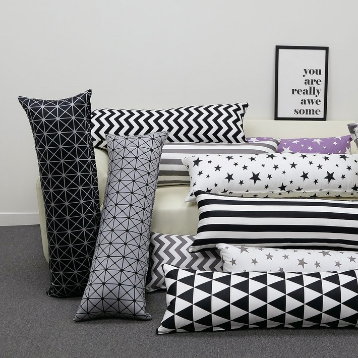 헬로베딩 북유럽풍 솜포함 2인용 베개롱쿠션