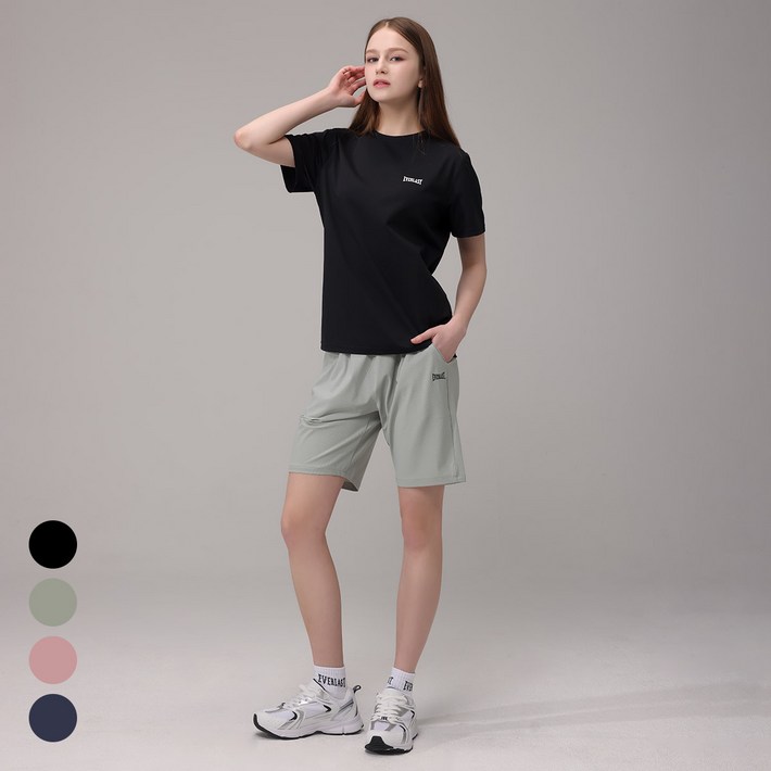 에버라스트 여성 여름 5부 반바지 스트라이프 팬츠