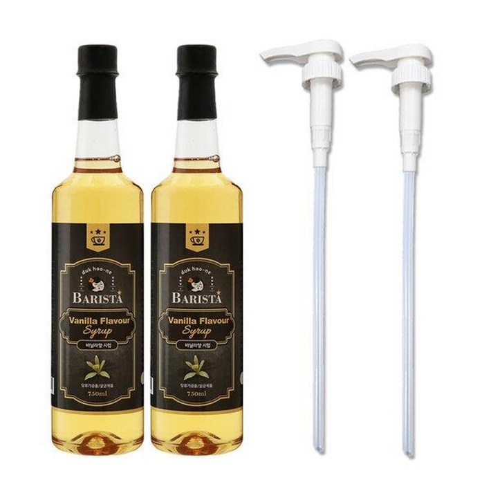 신세계몰바리스타 바닐라향 커피시럽 750ml 2병  시럽펌프 2개