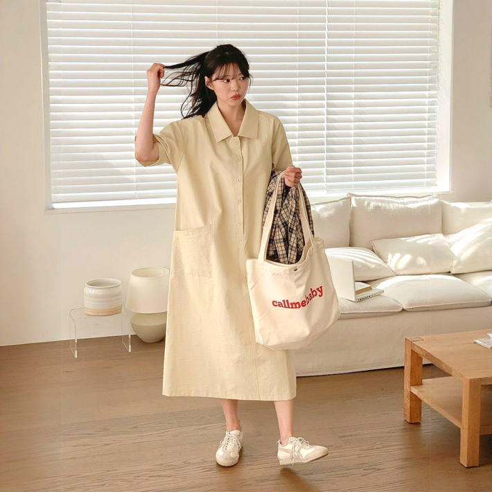 데이하울 카고 포켓 바스락 롱원피스