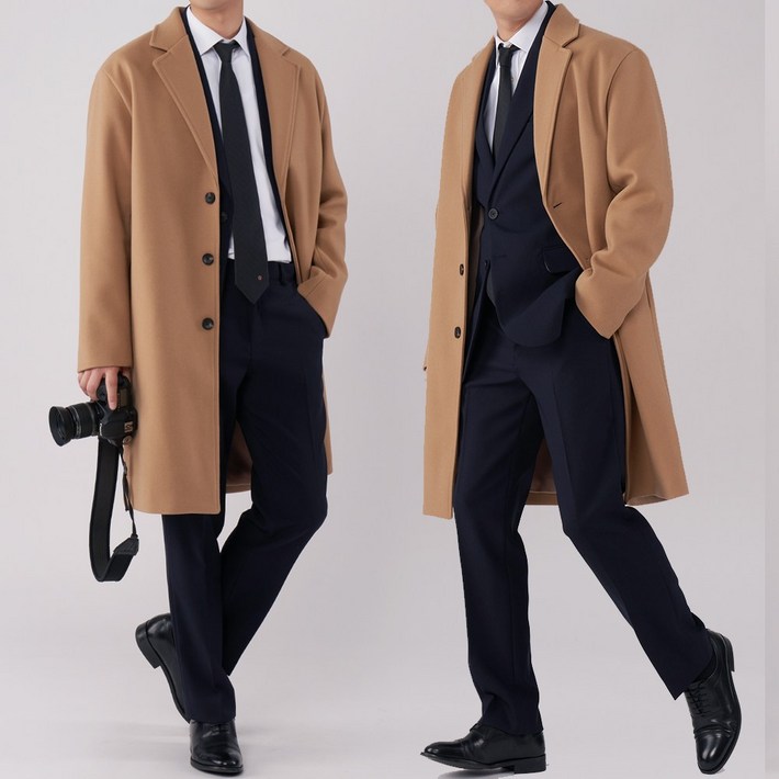 팀스핏 남성용 M3XL 4컬러 울 오버핏 싱글코트 빅사이즈