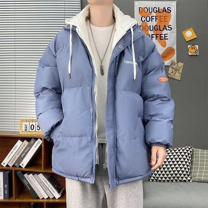 패딩 남 겨울 후드 면 코트