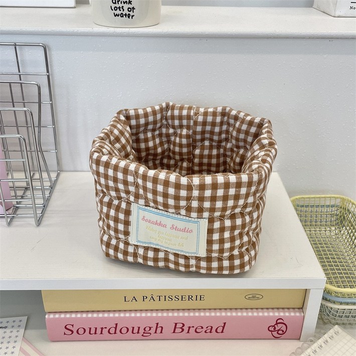 11 감성 체크 패브릭 수납 바구니 정리함