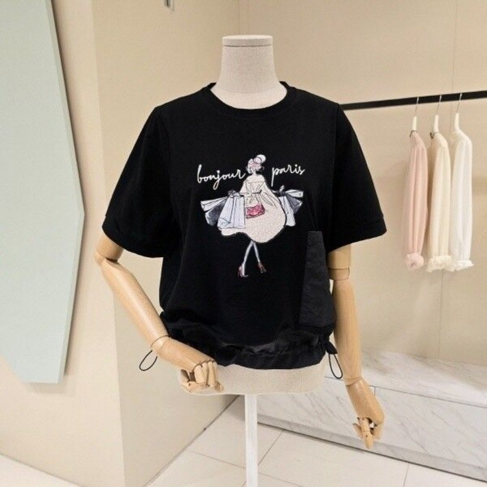 데스틸스트링 걸 레터링 라운드티셔츠D2523TS3099 622886