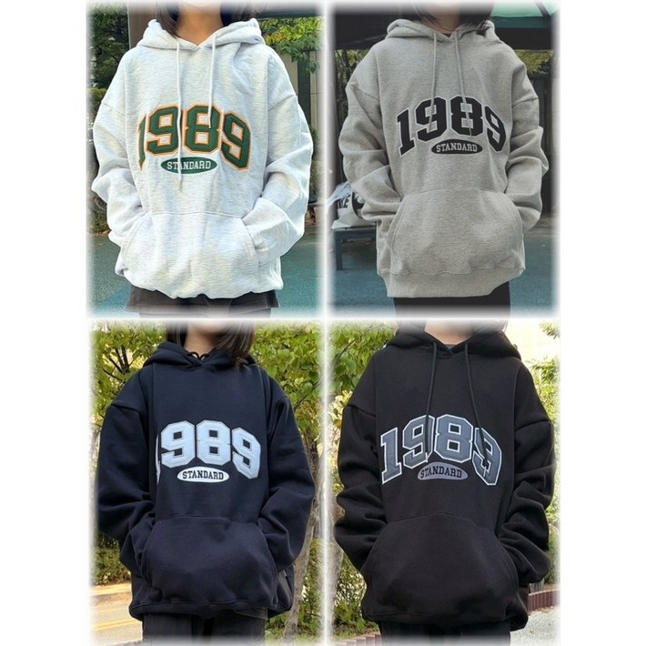 국내매장정품 1989 스탠다드 자수 후드티 캐주얼 남녀공용 후디