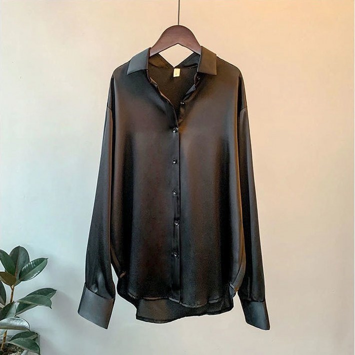 엘바리스 여성 실크 새틴 오피스 긴팔 셔츠 블라우스