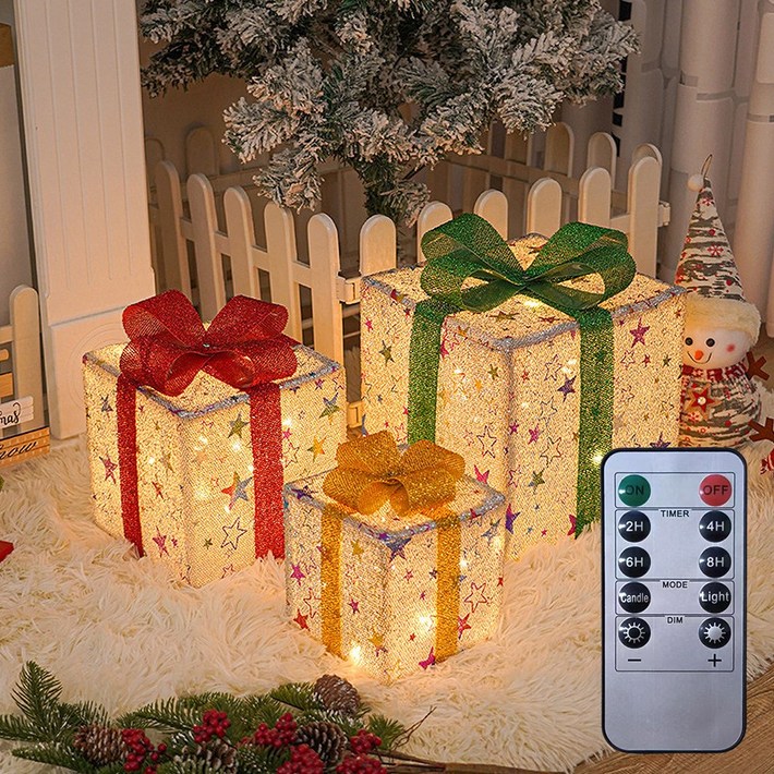 LED 선물상자 크리스마스 트리장식 3종세트