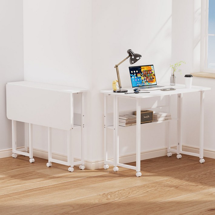 Fahomiss 접이식 책상 공간 활용 이동식 사무용 책상 폴딩 테이블