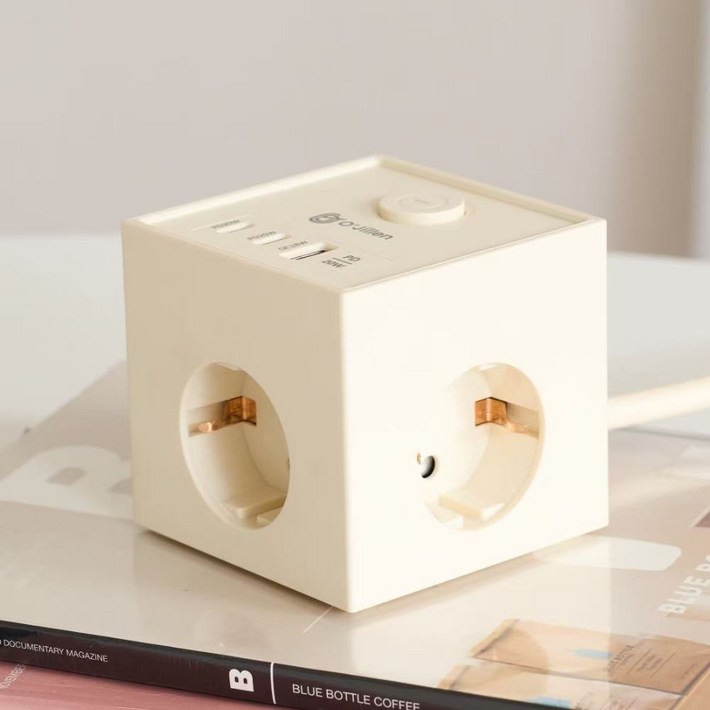 오지렌 고성능 USB C타입 고속충전 고용량 큐브 멀티탭 콘센트, 크림PD20W
