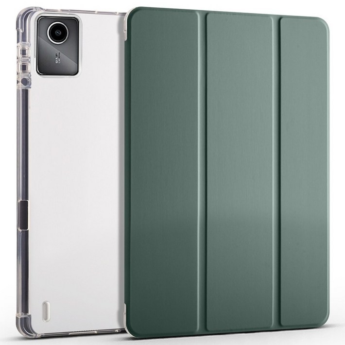 레노버 M11 샤오신 패드 2024 케이스 투명 북커버, 카키그린, 1개