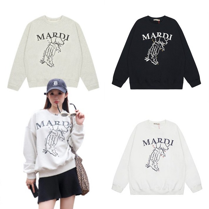 마르디메크르디 맨투맨 긴팔티 점프하는 강아지 패턴 MBD6PSWSR004