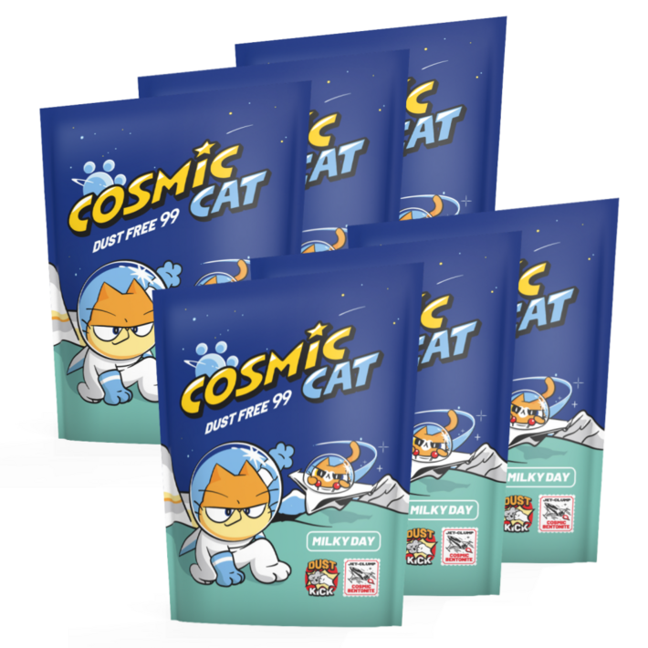 코스믹캣 밀키데이 벤토나이트 고양이모래 6kg 총 6봉총 2박스 배송, 6kg, 6개, 섬유향